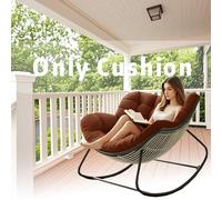 DLLDLGG Coussin De Chaise À Bascule Papasan, Coussin De Chaise Longue en Rotin Et Osier, Coussin Épais avec Attaches pour Patio Véranda Fauteuil À Bascule Royal(Coussin Uniquement)
