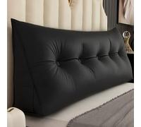DLLDLGG Coussin De Tête De Lit, Coussin De Lecture pour Un Soutien Doux, Coussin De Tête De Lit Ergonomique, Coussin De Remplissage Avec Taie D'oreiller En Similicuir, Dossier-78 × 7 × 19 Pouces(Black