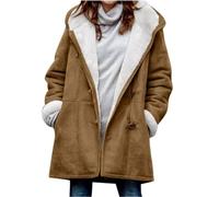 DLLDLGG Manteau En Fausse Peau De Mouton pour Femme Trench-coat En Daim Col En Fourrure Polaire Boutonné Manteau Chaud D'hiver(Dark gray,M)