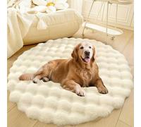 DLLDLGG Panier Rond Lavable en Peluche pour Chien, Coussin Doux Et Moelleux, Tapis Antidérapant Extra Large À Poils Longs, Tapis De Sol Moderne pour Salon Et Chambre À Coucher