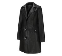 DLLDLGG Trench-coat En Similicuir pour Femmes Trench-coat Mi-long À Simple Boutonnage Manteau En Cuir Végétal Souple Et Décontracté Avec Poches