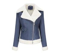 DLLDLGG Veste Courte Ample en Cuir pour Femme, Manteau Épais en Velours, Veste Bombardier À Fermeture Éclair À Revers, Veste en Similicuir Vintage