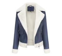 DLLDLGG Veste En Cuir Surdimensionnée pour Femme, Manteau D'hiver En Peau De Mouton Doublé Polaire Épaisse, Veste Aviateur Courte