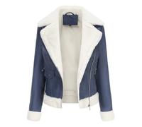 DLLDLGG Veste en Similicuir Sherpa pour Femme - Veste en Peau de Mouton Synthétique pour Femme - Veste Moto en Similicuir