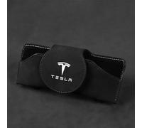 DLLHL Auto Porte Lunettes pour Tesla Model 3,Magnétique Leather Etui Lunettes Clip de Carte de Ticket pour Pare Soleil de Voiture Voiture Accessoires Interieur,Black