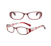DLLY Lunettes De Lecture,Anti-Lumière Bleue,avec De Beaux Motifs,pour Femmes pour Lire des Magazines,Regarder Télévision,Loupe Ultra-Légères,Confortables,Anti-Radiations,Rouge,+2.50