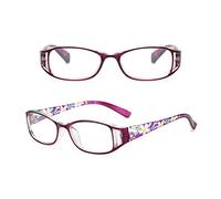 DLLY Lunettes De Lecture,Anti-Lumière Bleue,avec De Beaux Motifs,pour Femmes pour Lire des Magazines,Regarder Télévision,Loupe Ultra-Légères,Confortables,Anti-Radiations,Violet,+2.00