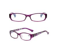 DLLY Lunettes De Lecture pour Femmes,Anti-Lumière Bleue,Rectangulaire,pour Lire Le Journal/Télévision,Jouer À des Jeux Informatiques,Lunettes Confortables,Loupe Anti-Fatigue,Violet,+3.00
