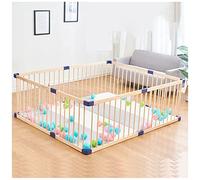 DLLY Parc pour Bébé en Bois Naturel, Grand Centre D'activités pour Enfants, Barrière pour Bébé Durable, Clôture pour Bébé Portable, Parc Bébé Sécurité avec Tapis Antidérapant,140x200cm