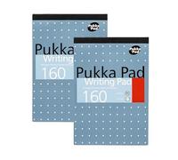DLM Direct Pukka Pad Lot de 2 blocs-notes A5 en papier 80 g/m², 160 pages lisses détachables, compacts et robustes pour étude, bureau et écriture quotidienne