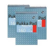 DLM Direct Pukka Pad Lot de 3 blocs-notes de journaliste en papier bleu métallisé 80 g/m², 160 pages lignées, feuilles perforées détachables pour bureau, école et études