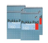 DLM Direct Pukka Pad Lot de 4 blocs-notes de journaliste en papier bleu métallisé 80 g/m², 160 pages lignées, feuilles perforées détachables pour bureau, école et études