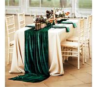 Dloapesy Chemin de table en velours et coton - Vert émeraude - Pour mariage, anniversaire, enterrement de vie de jeune fille, vacances, événement (vert)