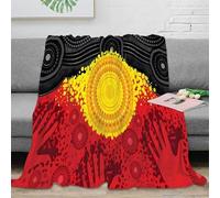 DLONIRPEX 3D Imprimé Aboriginal Art Jeté de Lit Microfibre Literie Indigenous Dot Painting Couverture Lavable en Machine Cadeau Pâques pour Famille Enfants 80×90inch(200x230cm)