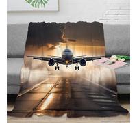 DLONIRPEX 3D Imprimé Airplane Takeoff Plaid de Voyage Microfibre Compact Modern Aviation scène Couverture Anti-Bouloche pour Campeurs Voyageurs Familles 70×80inch(180x200cm)