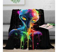 DLONIRPEX 3D Imprimé Alien Art Vivid Jeté de Lit Microfibre Literie Colorful Cosmic Plaid de Voyage Compact Antistatique pour Campeurs Voyageurs Familles 80×90inch(200x230cm)