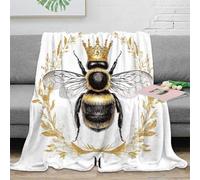 DLONIRPEX 3D Imprimé Bee Illustration Plaid de Voyage Microfibre Vintage Botanical Couverture Compact pour Étudiants Campeurs Jeunes Adultes 80×90inch(200x230cm)
