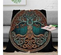 DLONIRPEX 3D Imprimé Celtic Tree Plaid de Voyage Microfibre Literie Artistique Knotwork Design Jeté de Salon Antistatique Inaltérable pour Foyers Familles Invités 50x60inch(127x152cm)