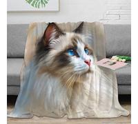 DLONIRPEX 3D Imprimé Chat Portrait Plaid de Salon Microfibre Literie Doux Artistique numérique Painting Jeté de Lit Lavable en Machine Inaltérable pour Foyers Adultes Enfants 70×80inch(180x200cm)