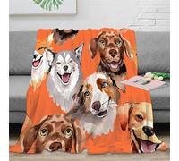 DLONIRPEX 3D Imprimé Chien Portraits Plaid Microfibre Anti-Bouloche Aquarelle Animal Art Couverture de Lit Légère pour Étudiants Colocataires Jeunes Adultes 50x60inch(127x152cm)
