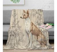DLONIRPEX 3D Imprimé Chien Sketch Plaid de Salon Microfibre Literie Vintage Botanical Illustration Couverture Polaire Respirante pour Colocataires Jeunes Adultes 60x80inch(150x200cm)