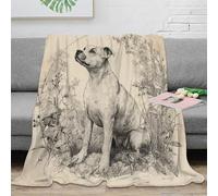 DLONIRPEX 3D Imprimé Chien Sketch Plaid Moelleux Microfibre Literie Vintage Botanical Illustration Plaid de Salon Cadeau Mariage pour Jeunes Couples 50x60inch(127x152cm)
