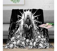 DLONIRPEX 3D Imprimé Death Reaper Plaid de Voyage Microfibre Compact Gothic Horror Art Jeté de Canapé Infroissable pour Étudiants Jeunes Voyageurs 40x50inch(100x130cm)