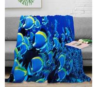 DLONIRPEX 3D Imprimé Fish School Plaid de Voyage Microfibre Literie Marine Life Couverture Moelleuse Inaltérable Infroissable pour Adultes Jeunes Couples 40x50inch(100x130cm)