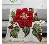 DLONIRPEX 3D Imprimé Floral Embroidery Plaid de Voyage Microfibre Compact Vintage Jardin Jeté de Canapé Inaltérable Infroissable pour Adultes Jeunes Couples 60x80inch(150x200cm)