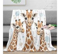 DLONIRPEX 3D Imprimé Giraffe Family Couverture Microfibre Toutes Saisons Dessin animé Baby Animals Plaid Doux Cadeau pour Parents Grands-Parents 40x50inch(100x130cm)