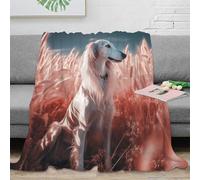 DLONIRPEX 3D Imprimé Graceful Chien Plaid de Voyage Microfibre Compact Artistique Field scène Couverture Anti-Bouloche pour Campeurs Adultes Jeunes 60x80inch(150x200cm)