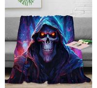 DLONIRPEX 3D Imprimé Grim Reaper Couverture Microfibre Ultra Douce Dark Fantastique Art Plaid Chaud Toutes Saisons Lavable en Machine pour Propriétaires Familles Adultes 60x80inch(150x200cm)