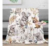 DLONIRPEX 3D Imprimé Koala Baby Couverture Polaire Microfibre Aquarelle Animal Illustration Plaid Confortable Toutes Saisons pour Jeunes Adultes Locataires Étudiants 50x60inch(127x152cm)