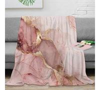 DLONIRPEX 3D Imprimé Marble Texture Plaid de Salon Microfibre Moelleux Elegant Rose Gold Design Couverture Antistatique Lavable en Machine pour Propriétaires Locataires Jeunes 50x60inch(127x152cm)