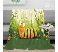 DLONIRPEX 3D Imprimé Mignon Caterpillar Jeté de Canapé Microfibre Doux Dessin animé Jardin scène Couverture de Voyage Compact pour Étudiants Campeurs Jeunes 40x50inch(100x130cm)