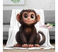 DLONIRPEX 3D Imprimé Monkey Baby Plaid Microfibre Toutes Saisons Dessin animé Animal Couverture de Lit Anti-Bouloche pour Jeunes Gammers Salariés 50x60inch(127x152cm)
