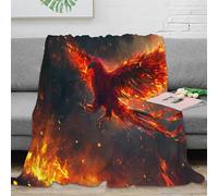 DLONIRPEX 3D Imprimé Mythique Fire Bird Couverture Moelleuse Microfibre Literie Fantastique Dragon Art Plaid de Voyage Cadeau Noël pour Famille Amis Proches 70×80inch(180x200cm)