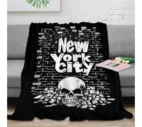 DLONIRPEX 3D Imprimé New York City Plaid de Salon Microfibre Literie Gothic Urban Design Couverture Polaire Cadeau pour Collègues Salariés 80×90inch(200x230cm)
