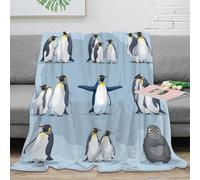 DLONIRPEX 3D Imprimé Penguin Family Jeté de Canapé Microfibre Literie Dessin animé Animal Couverture Légère Toutes Saisons pour Foyers Jeunes Invités 50x60inch(127x152cm)