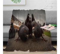 DLONIRPEX 3D Imprimé Pigeons Gathering Couverture Microfibre Ultra Douce Literie Urban Street scène Plaid Chaud Toutes Saisons Lavable en Machine pour Familles Enfants Invités 50x60inch(127x152cm)