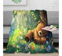 DLONIRPEX 3D Imprimé Teddy Bear Jeté de Lit Microfibre Chaud Forest Bedtime Couverture Lavable en Machine Cadeau pour Amis Collègues 80×90inch(200x230cm)