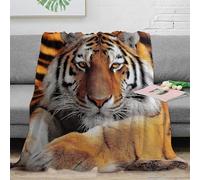 DLONIRPEX 3D Imprimé Tiger Portrait Couverture de Lit Microfibre Anti-Bouloche Sauvage Animal Art Jeté de Canapé Inaltérable pour Étudiants Colocataires Jeunes 80×90inch(200x230cm)