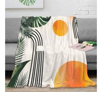 DLONIRPEX 3D Imprimé TropicalLeafDesign Plaid de Voyage Microfibre ModernAbstractPattern Couverture Compact pour Étudiants Campeurs Jeunes Adultes 80×90inch(200x230cm)