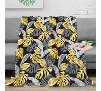 DLONIRPEX 3D Imprimé TropicalLeafPattern Couverture Microfibre Inaltérable Literie ModernBotanicalStyle Plaid Doux Respirant Toutes Saisons pour Propriétaires Locataires Familles 40x50inch(100x130cm)