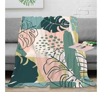 DLONIRPEX 3D Imprimé TropicalLeafPattern Plaid Microfibre Infroissable ModernAbstractDesign Couverture de Lit Douce pour Jeunes Gammers Salariés Locataires 70×80inch(180x200cm)