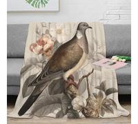DLONIRPEX 3D Imprimé Vintage Bird Art Jeté de Canapé Microfibre Doux Literie Botanical Illustration Couverture Polaire Anti-Bouloche Inaltérable pour Foyers Familles Invités 60x80inch(150x200cm)