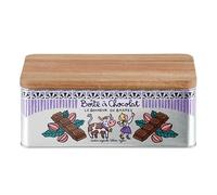 DLP - Boîte à chocolat rectangulaire couvercle bois modèle Le bonheur en barres - Derrière la porte - Petite à moyenne taille - Rustique