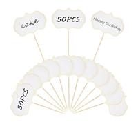 DLPRK 50 Mini Ardoises sur Piques en Bois, Étiquettes à Personnaliser, Accessoires Buffet, Décorations Cupcake, Piques Apéro, Pancartes Sandwich (blanc)