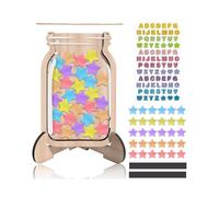 DLPRK Bocal de Récompense Magnétique 30 Pièces, Système Étoilé pour Enfants avec Support en Bois, Tableau pour Motiver un Bon Comportement, et Tâches, à la Maison (13 x 20 cm)