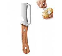 DLPRK Eplucheur Multifonction 3-en-1, Super Tranchant pour Légumes et Pommes de Terre, en Acier Inoxydable, avec Manche en Bois Massif Ergonomique, Lame pour Éplucher, Trancher